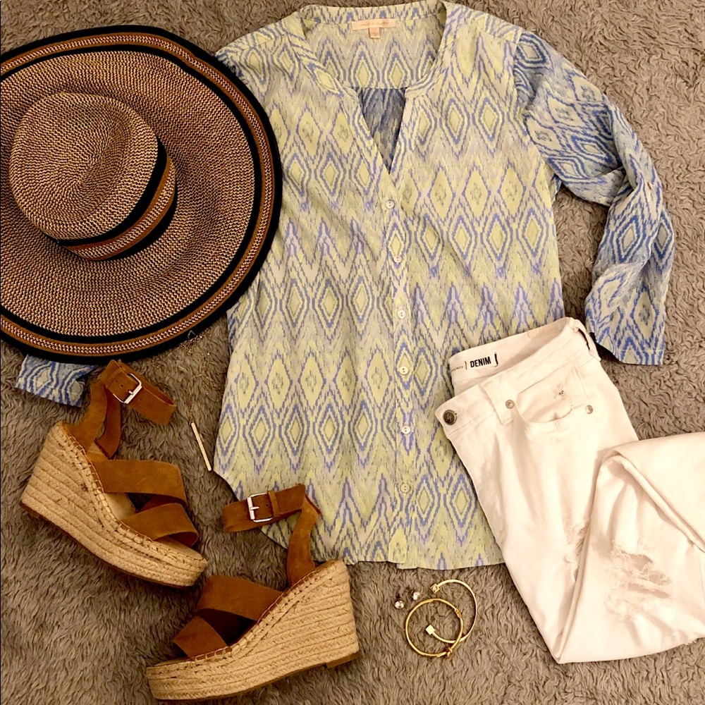 *SALE* Multi-Colored Printed Quarter-Sleeve Blouse